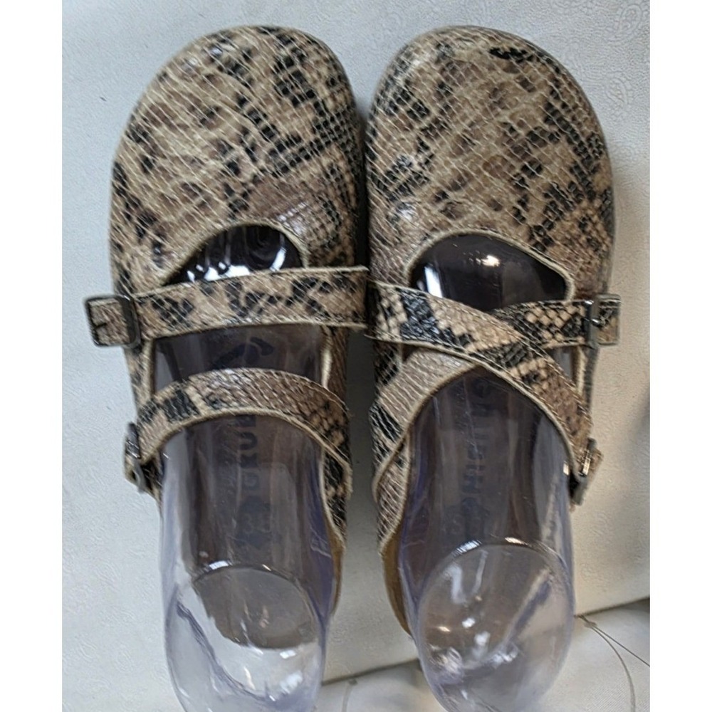 Grubin Womens‎ Sandals Mules 38 Leather Snakeskin Boho Comfort Gizeh Style